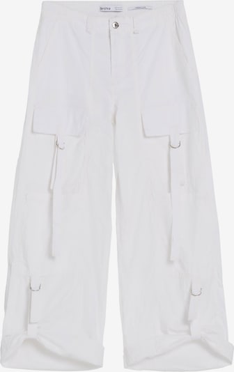 Bershka Pantalon cargo en blanc, Vue avec produit