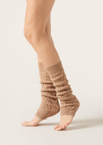 CALZEDONIA Leg Warmers in Beige: front
