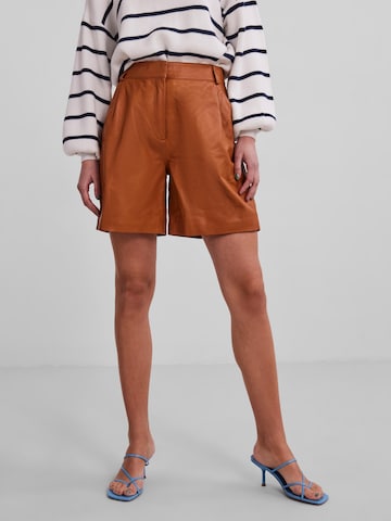 Y.A.S Regular Pants in Brown: front