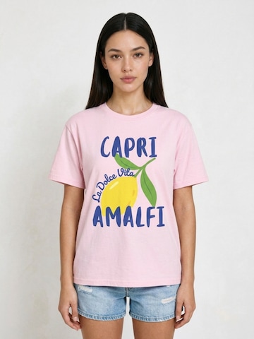 June Haus Oversizeshirt 'La Dolce Vita Italy Travel T‑Shirt'‌‌‌‌ in Pink: Vorderseite