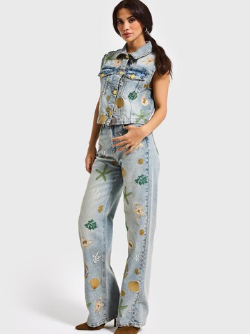 IT'S BASIC Vest 'DENIM WAISTCOAT' in Blue