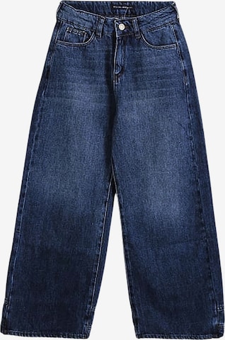 Solang Hose Patch-Cargo-Jeans Streetwear Look in Blau: Vorderseite