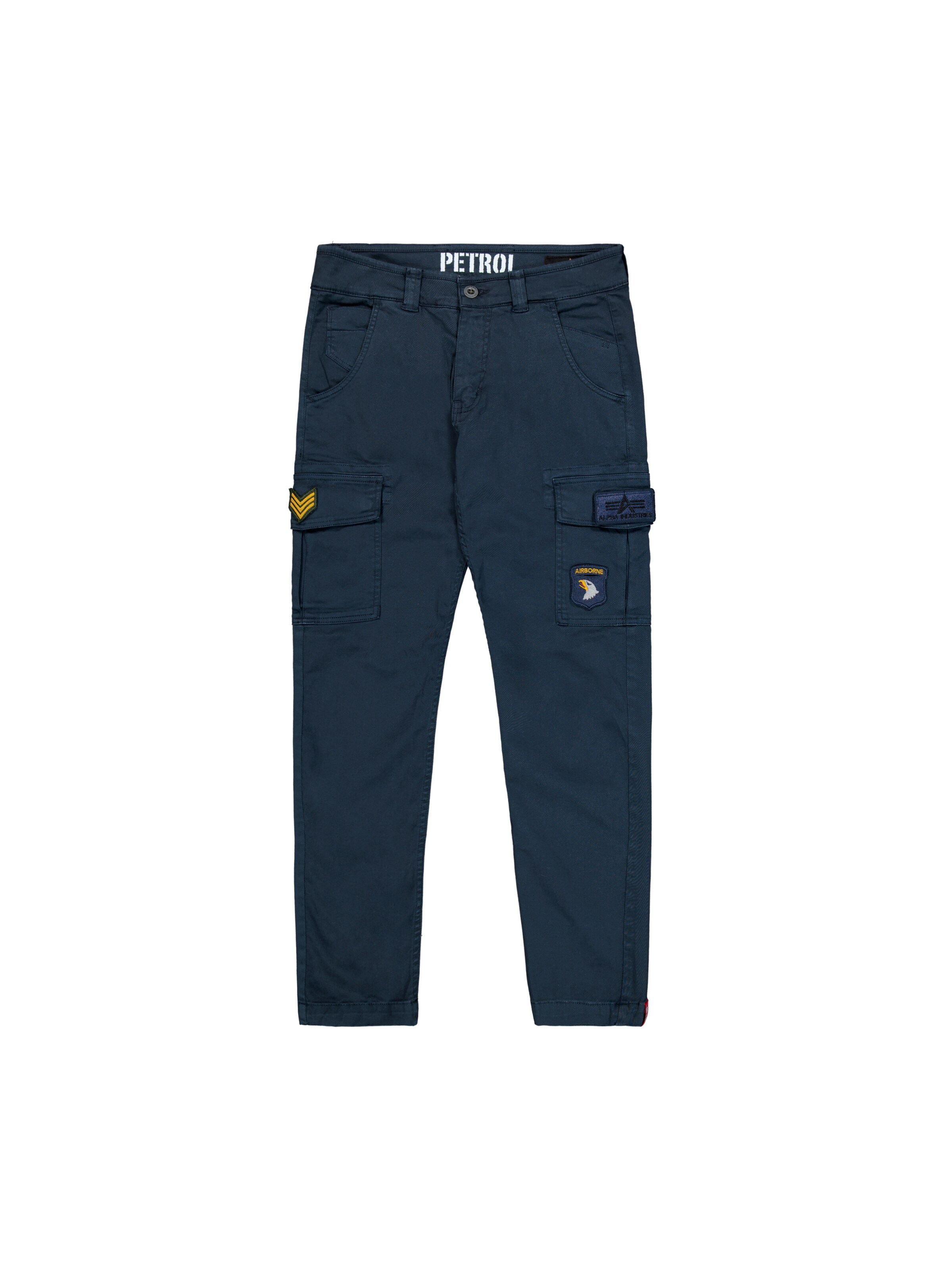 mėlyna ALPHA INDUSTRIES Siaurėjantis Laisvo stiliaus kelnės: priekis