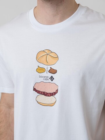 Bavarian Caps Shirt 'Bavarian Burger' in White