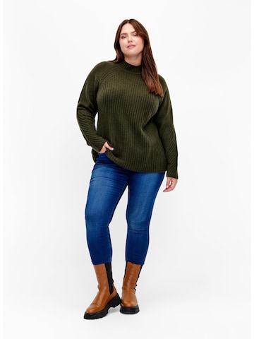 Zizzi Pullover 'Mcomfy Rib' i grøn