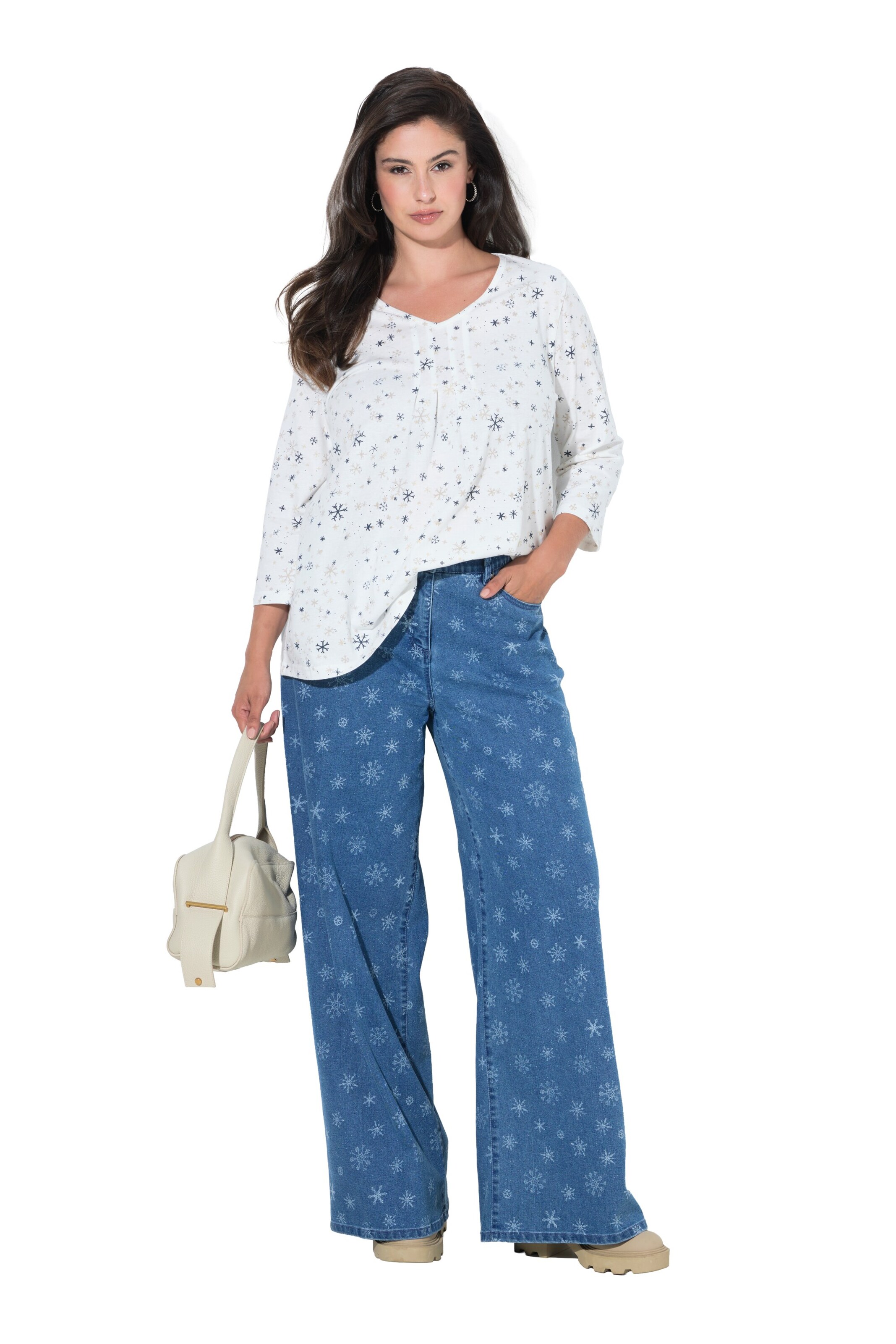 Ulla Popken Wide Leg Jeans in Blau