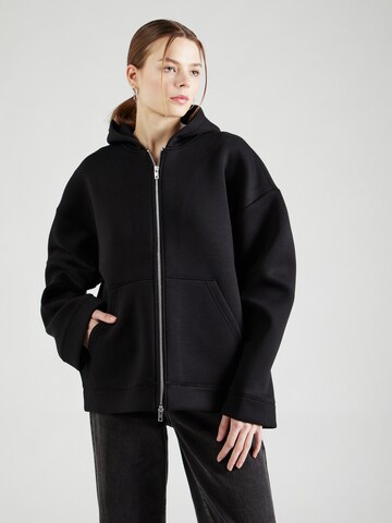 WEEKDAY Zip-Up Hoodie in Black: front