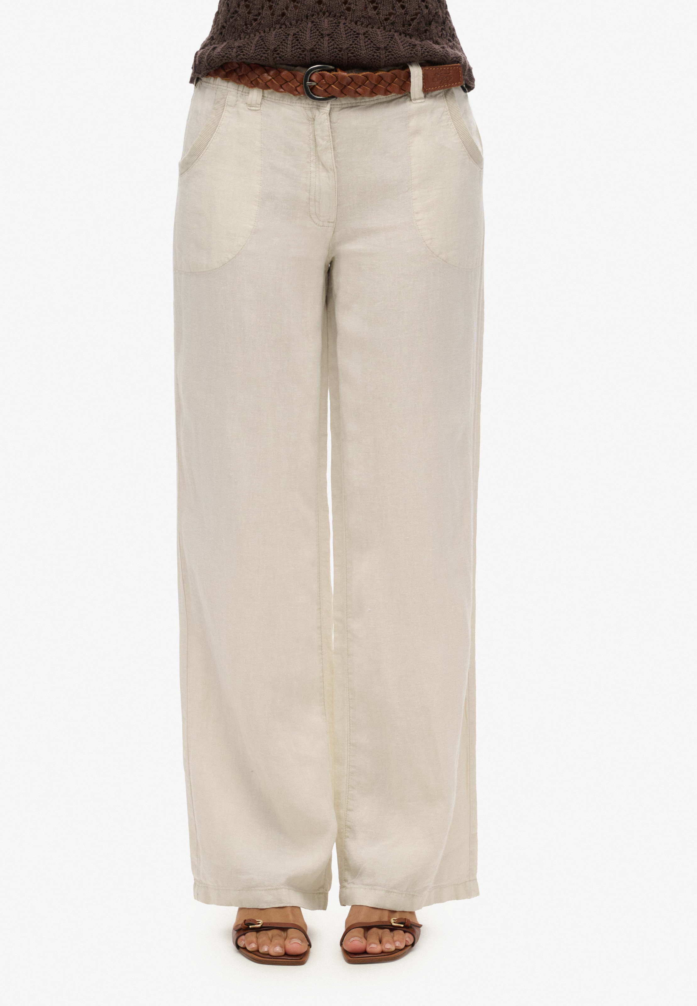 Superdry Wide leg Broek in Beige