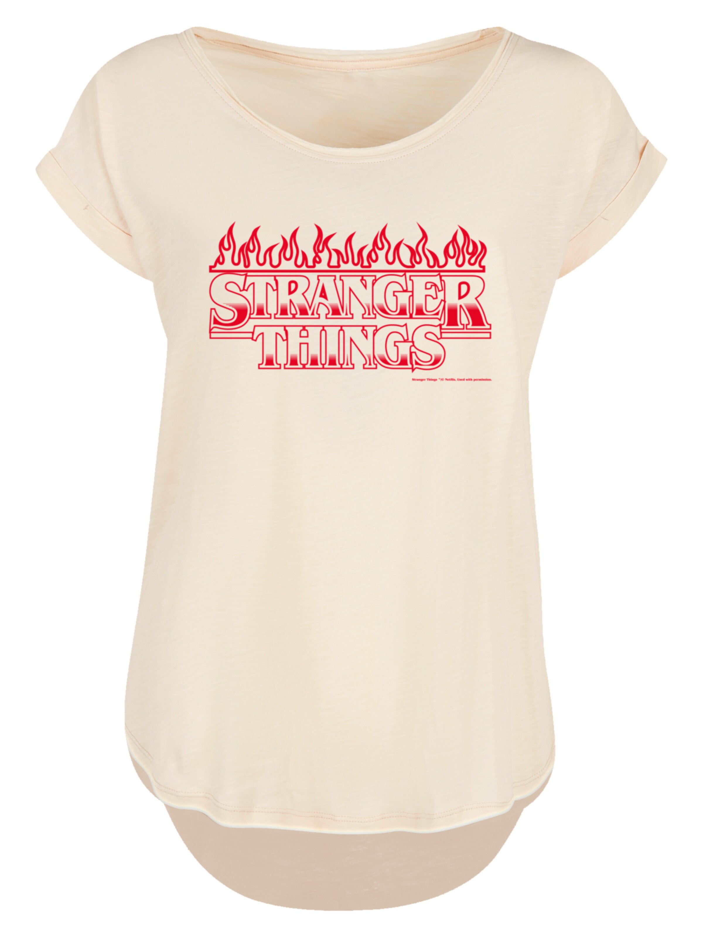 F4NT4STIC Shirt 'Stranger Things Flames Netflix TV Series' in Beige: voorkant