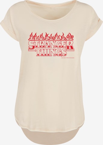 F4NT4STIC T-Shirt 'Stranger Things Flames Netflix TV Series' in Beige: predná strana