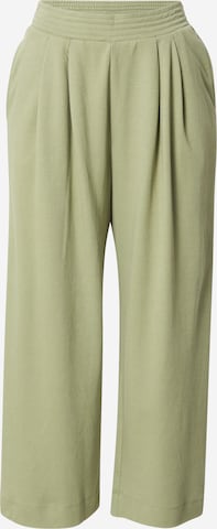 ESPRIT - Pierna ancha Pantalón plisado en verde: frente