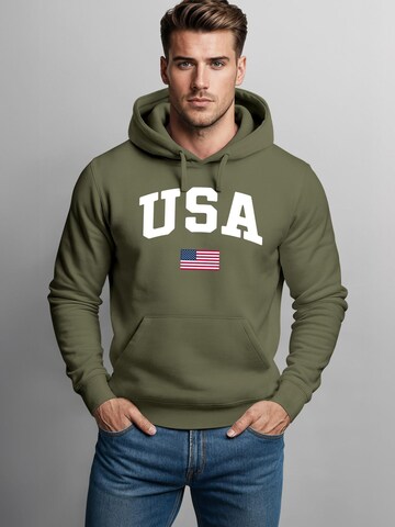 Neverless Sweatshirt 'USA Flag' in Green
