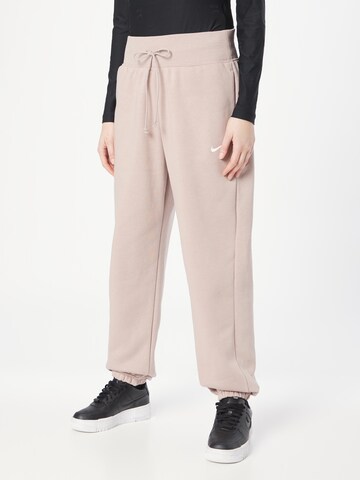 Nike Sportswear Tapered Pants 'Phoenix Fleece' in Beige: front