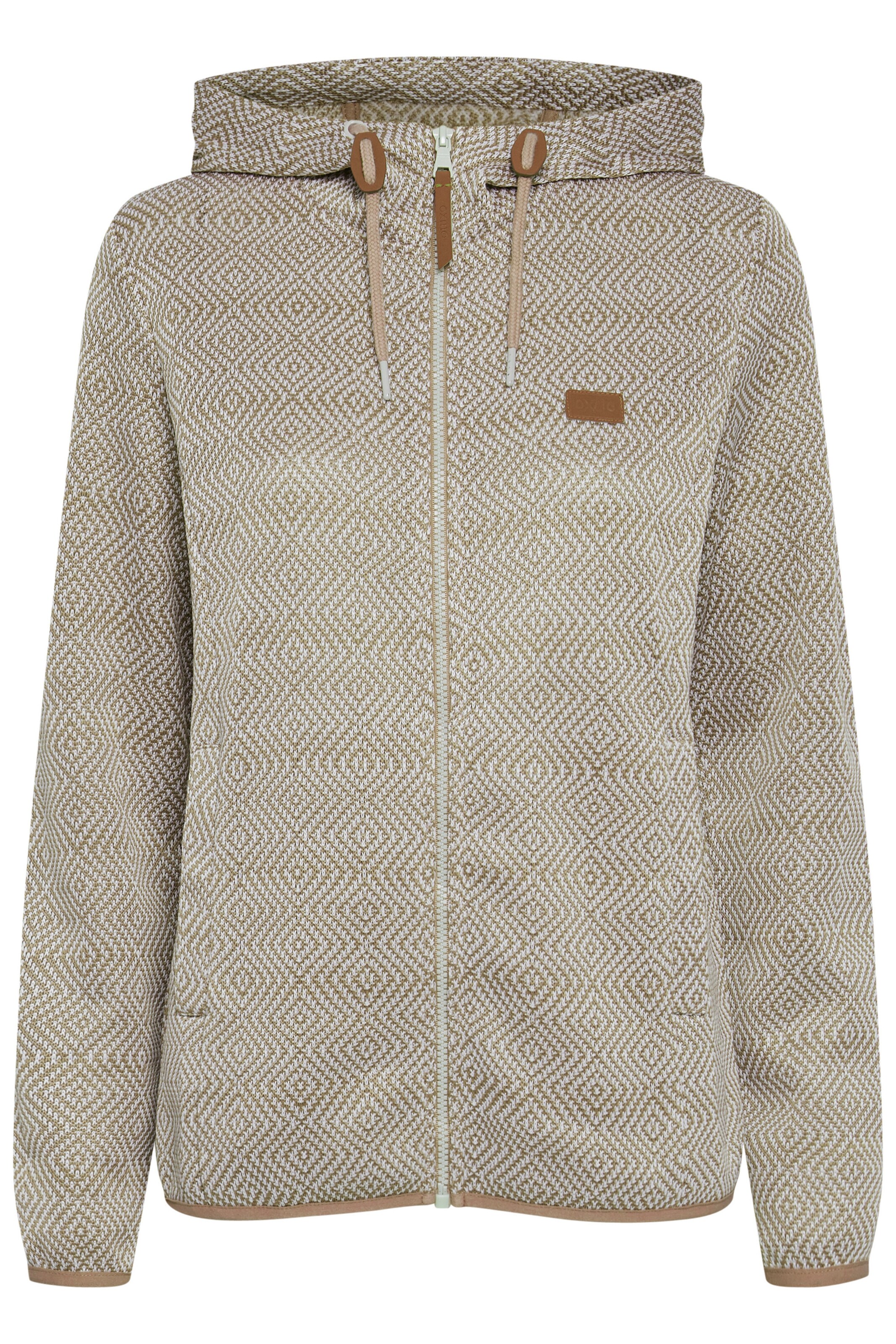 Oxmo Fleece jas 'Pebbles' in Beige: voorkant