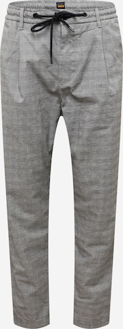 BOSS Orange Slim fit Pleat-Front Pants 'Skay' in Grey: front