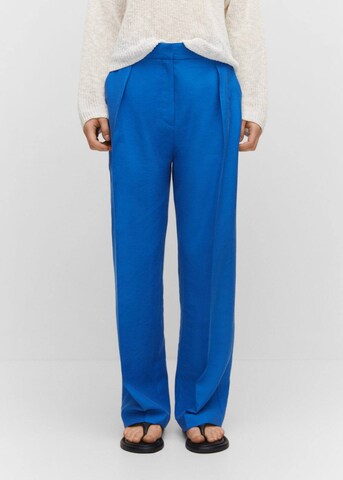 MANGO Regular Pleated Pants 'Ela' in Blue: front