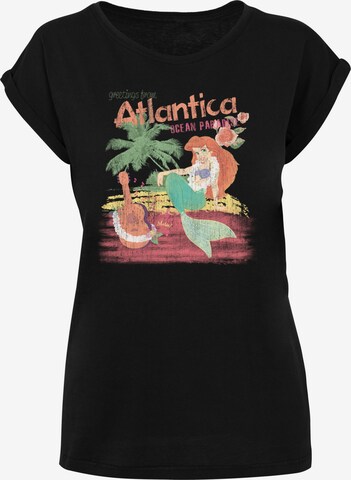 F4NT4STIC Shirt 'Disney Arielle die Meerjungfrau Greetings From Atlantica' in Zwart: voorkant