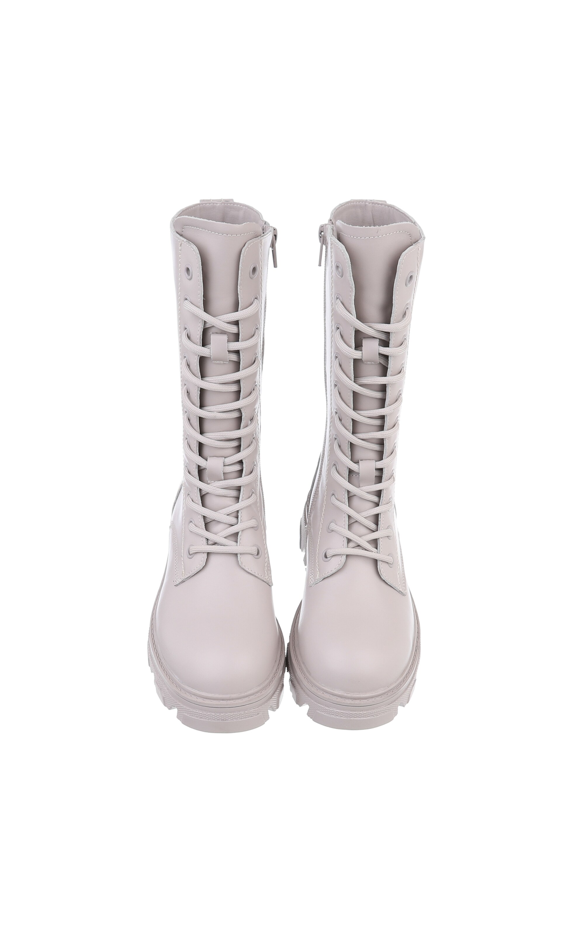 Ital-Design Lace-Up Ankle Boots in Beige