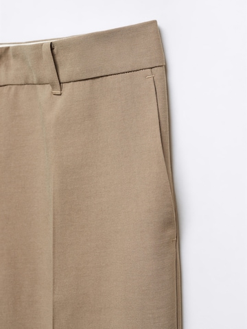 MANGO Szeroka nogawka Spodnie w kant 'Carlos' w kolorze brązowy