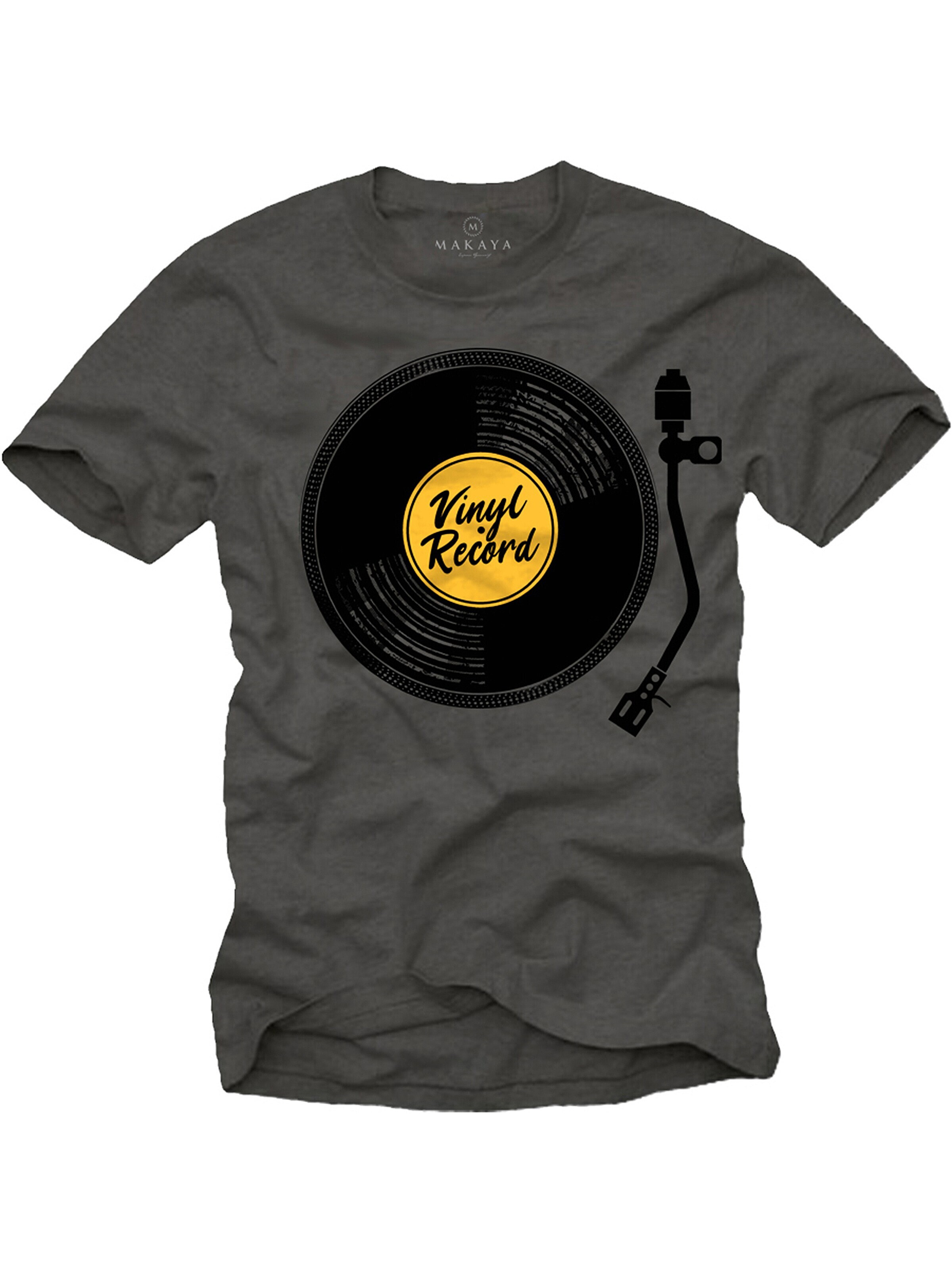 MAKAYA Shirt 'V-Record' in Grey: front