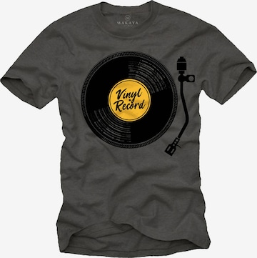 MAKAYA Shirt 'V-Record' in Grey: front