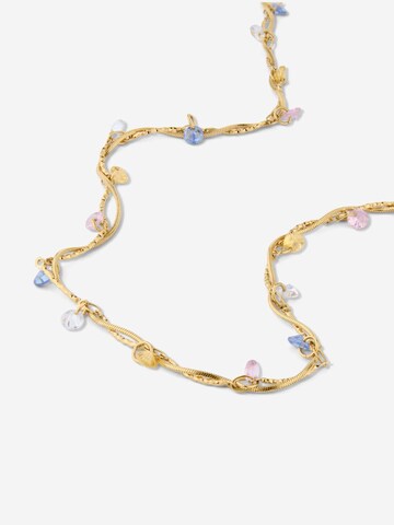 ØYRE Łańcuszek 'Twisted Chain with Pastel Bead Drops' w kolorze złoty