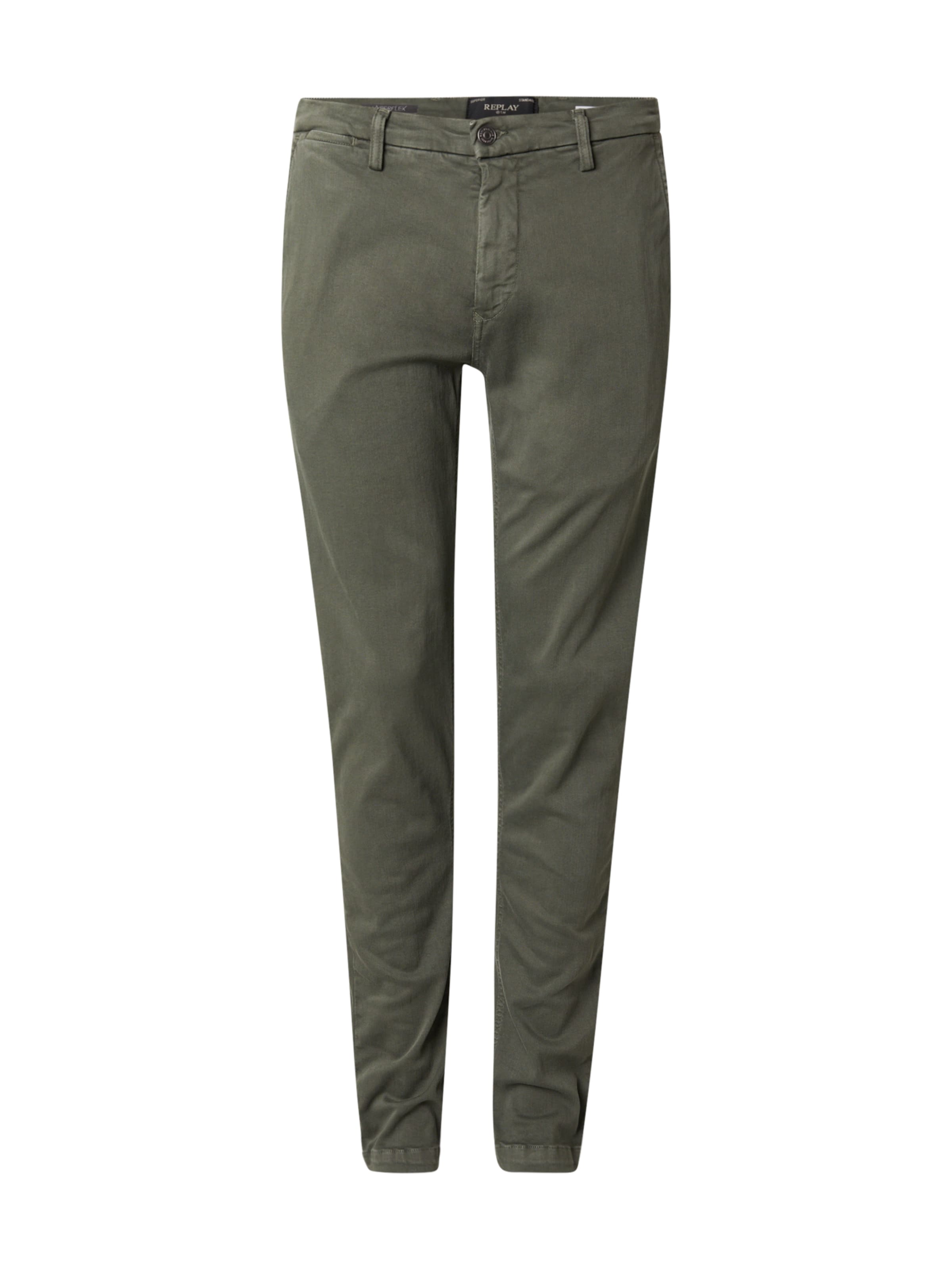 Coupe slim Pantalon chino 'Zeumar' REPLAY en vert : devant