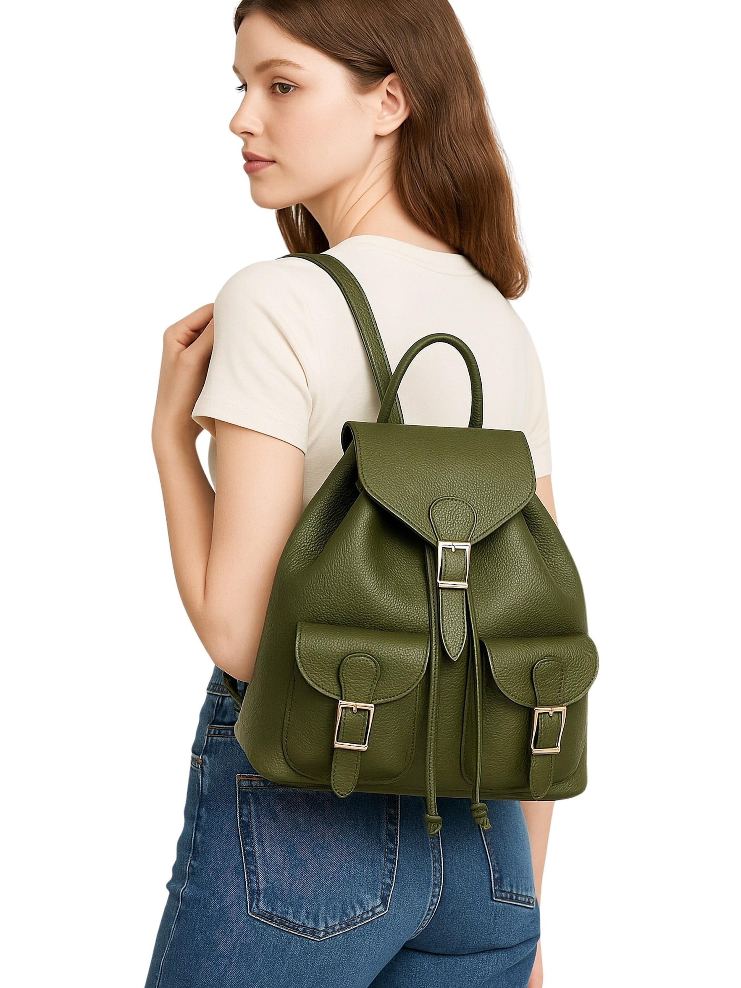 COLLEZIONE ALESSANDRO Backpack 'Chicaletta' in Green: front