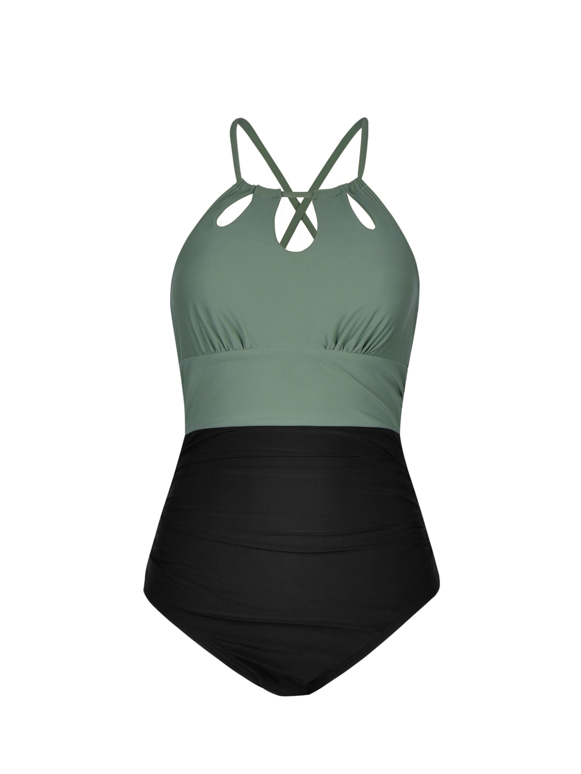 Cupshe Bustier Badeanzug 'Cross Back Straps'‌ in Grün: Vorderseite