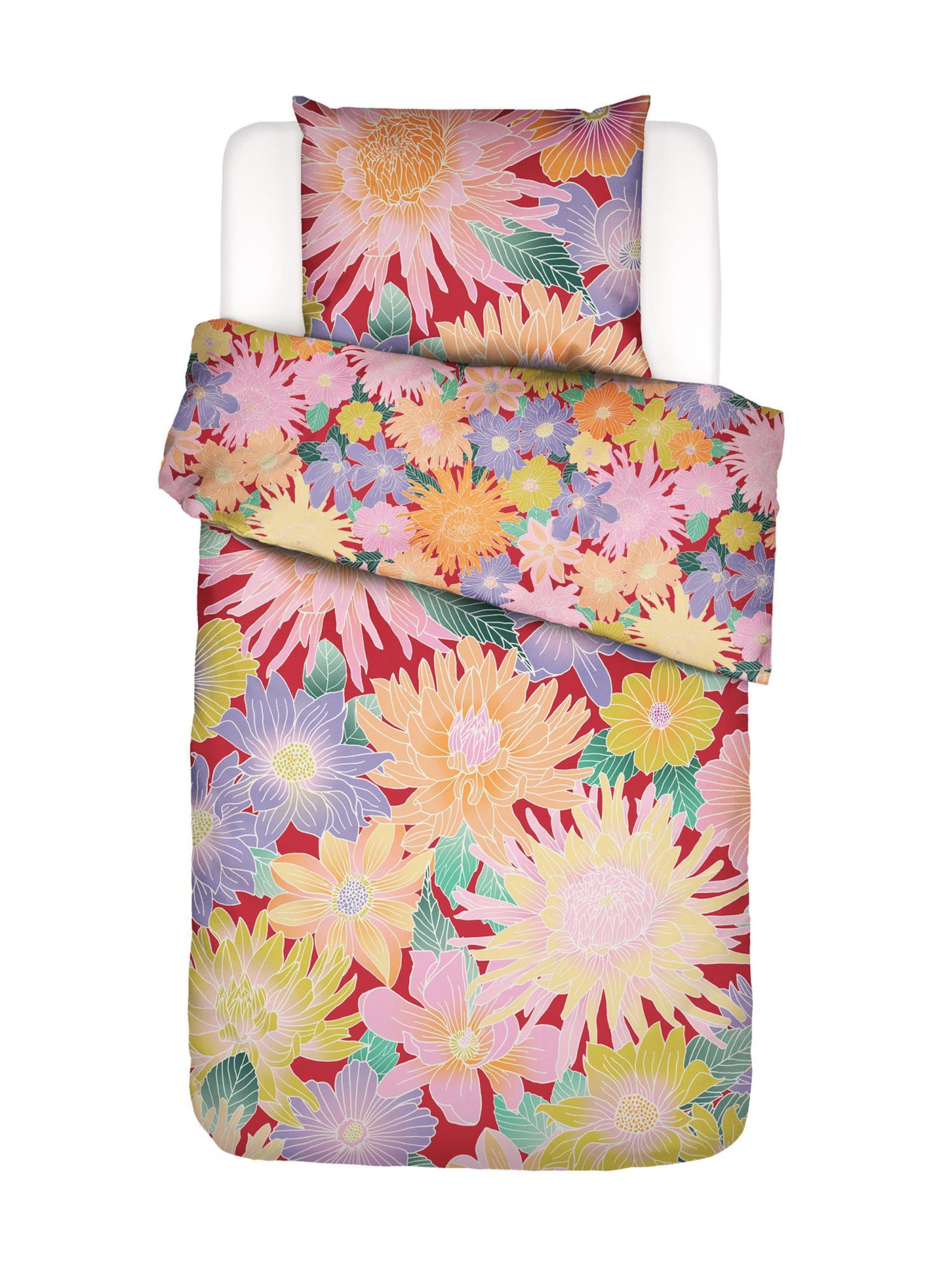 ESSENZA Bettwäsche 'Flower Fling' in Rot: Vorderseite