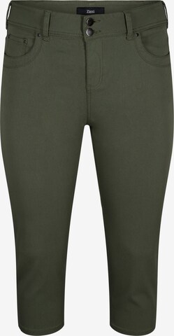 Zizzi Slimfit Kalhoty 'GRETHA' – zelená: přední strana