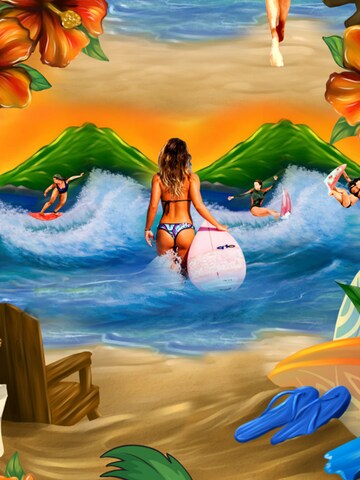 Hawaiihemdshop.de Regular fit Overhemd 'Surfer's Paradise' in Oranje