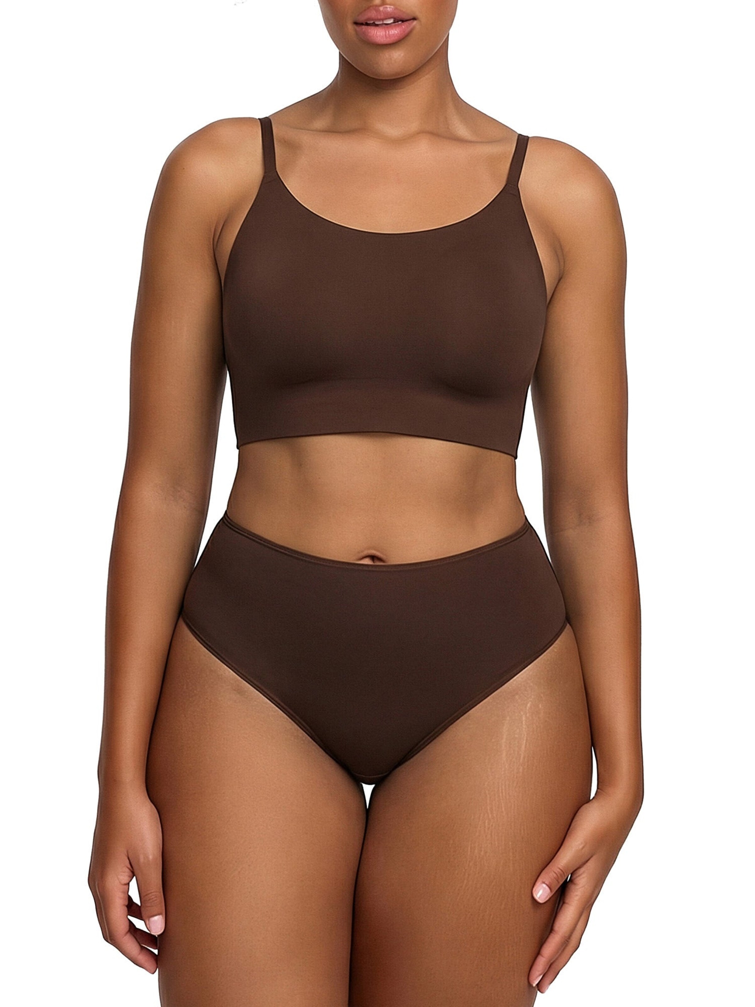 cfab (formerly creamy fabrics) Bralette Bra 'Scoop Neck BH' in Brown: front