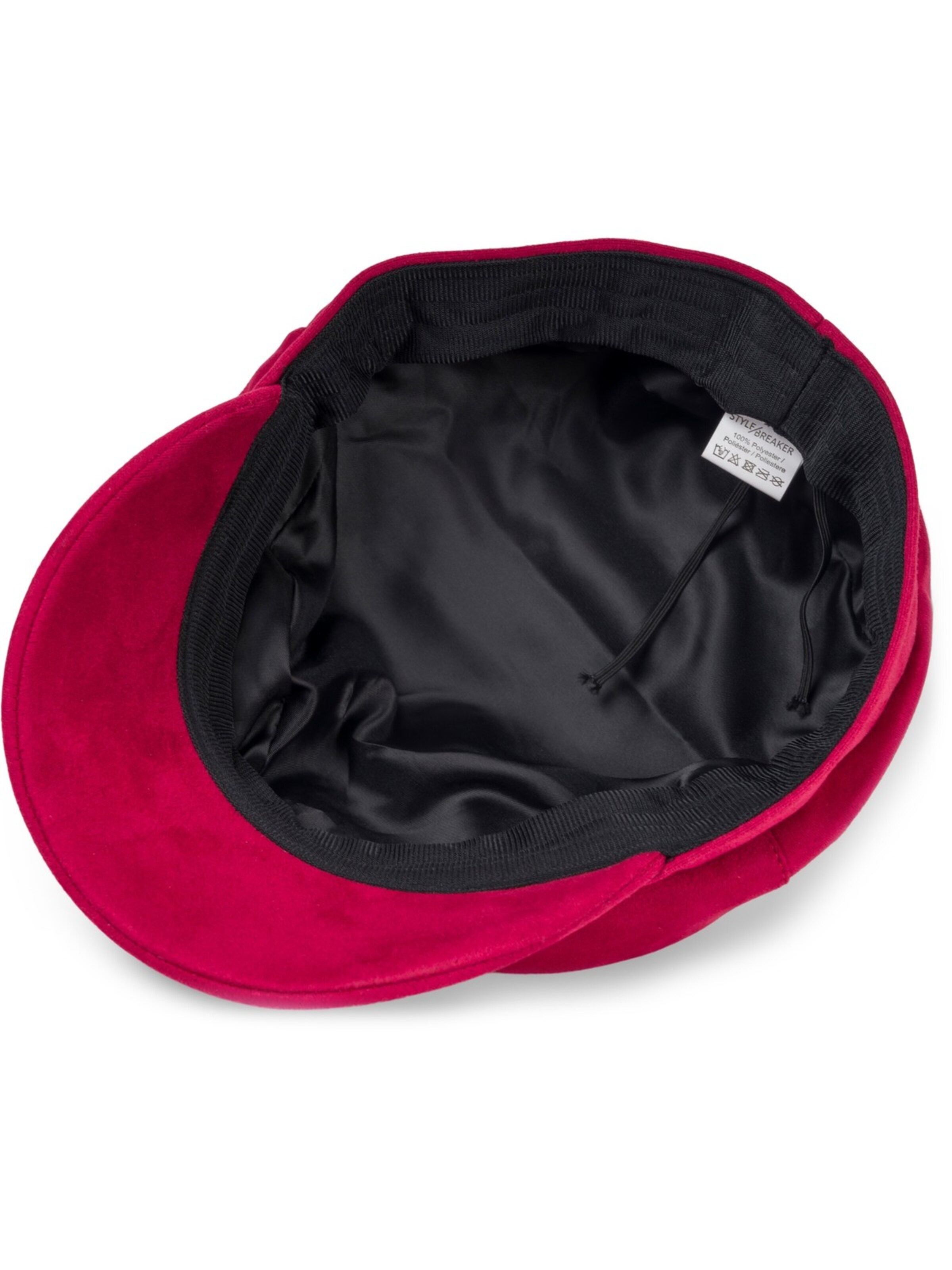 styleBREAKER Beanie 'Ballonmütze Einfarbig Veloursleder Optik' in Red