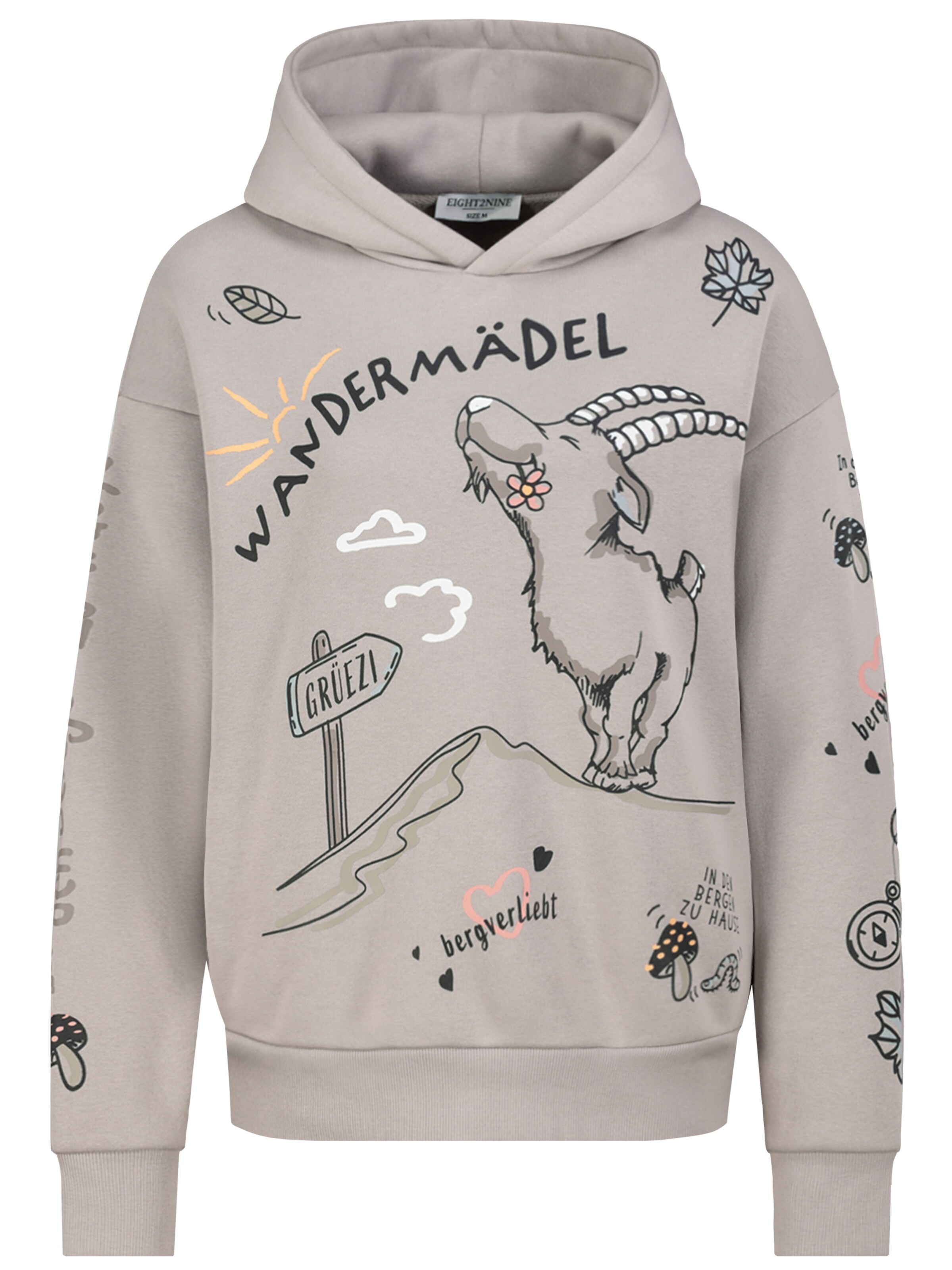 Eight2Nine Sweatshirt 'Wandermädel' in Beige: front