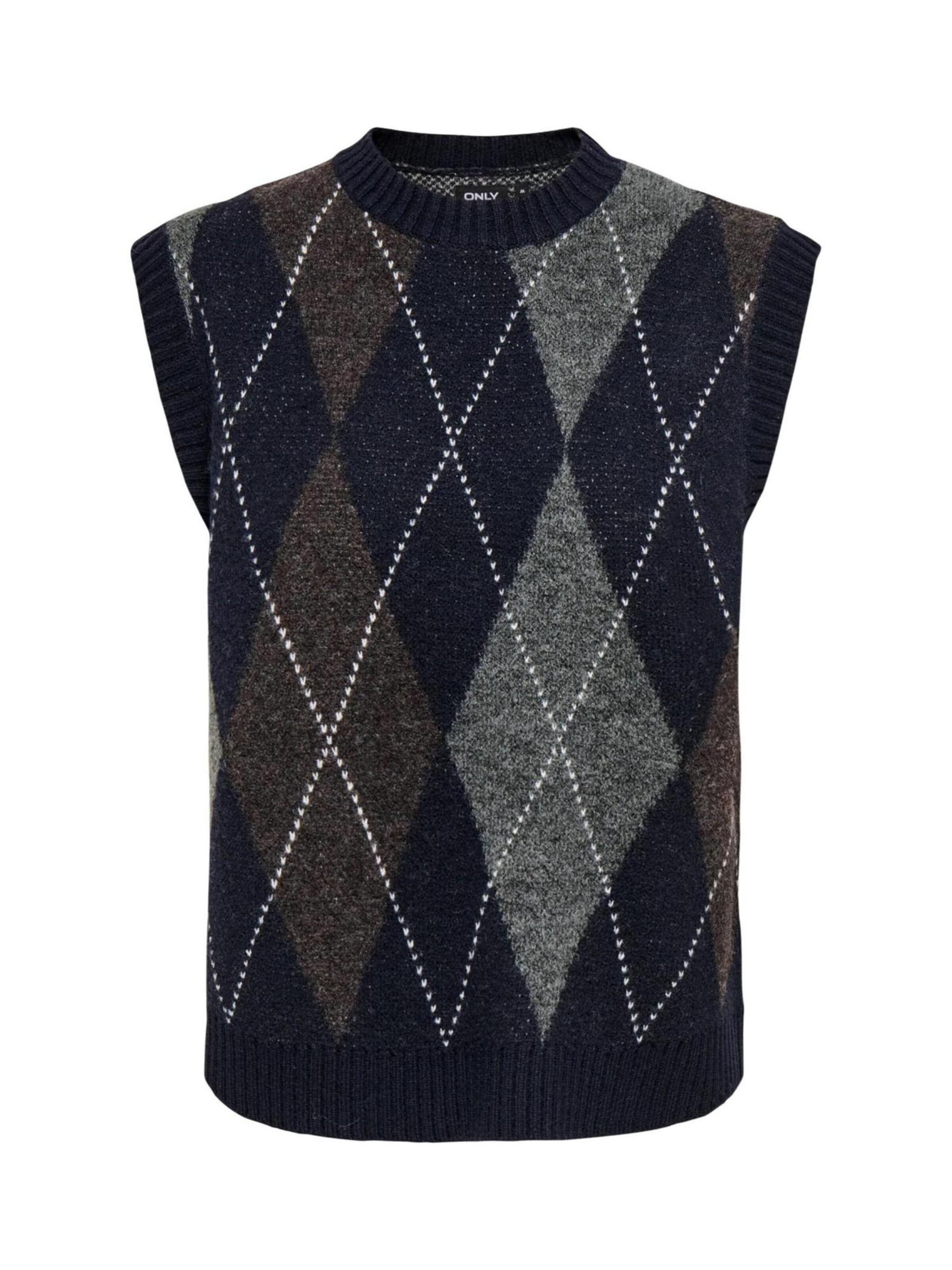 Gilet 'Onlrhombus Argyle Vest Knt Noos 15364799' di ONLY in blu