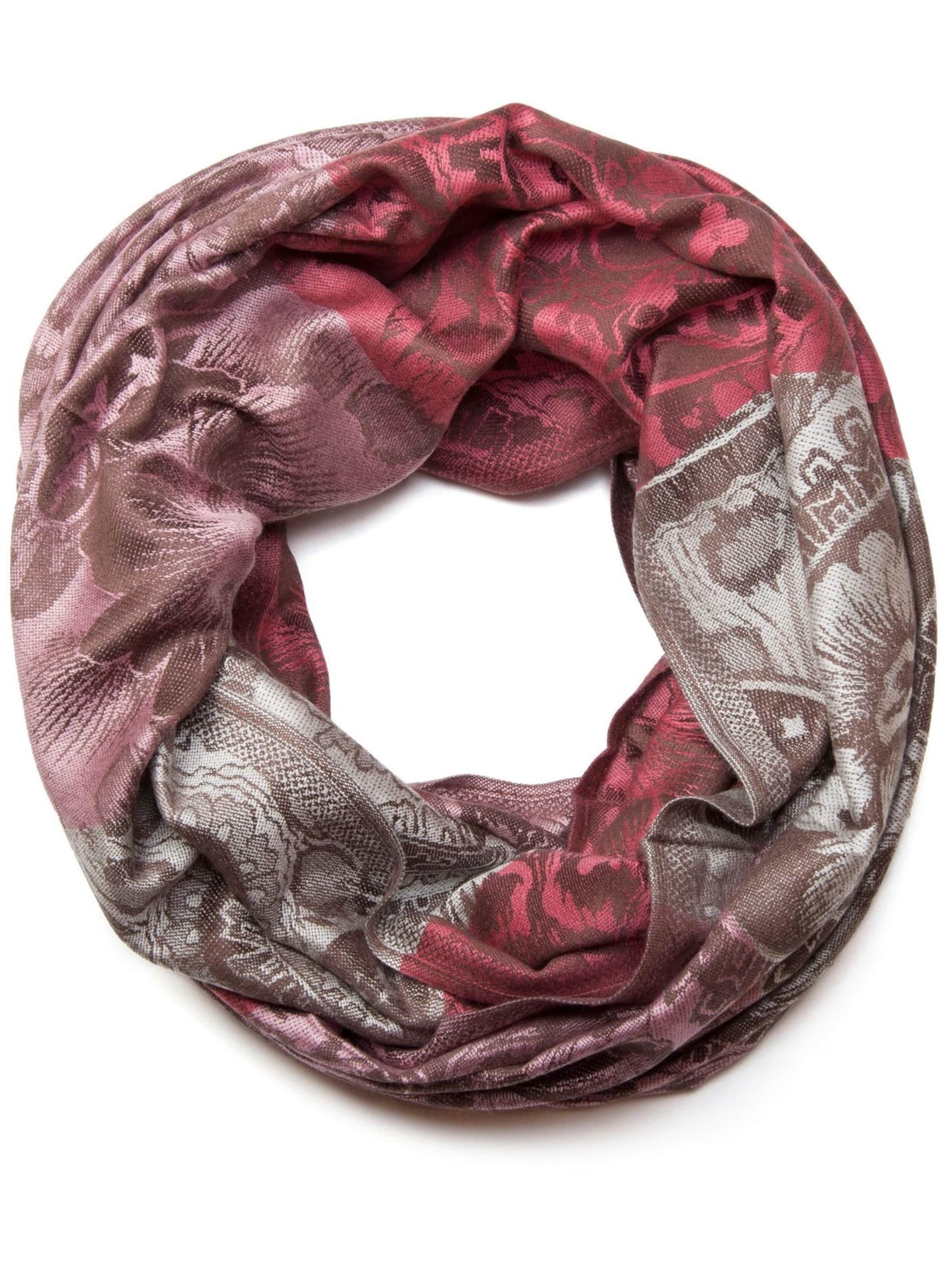 styleBREAKER Loop scarf 'Loop mit Hibiskus Blüten und Paisley Muster' in Orange: front