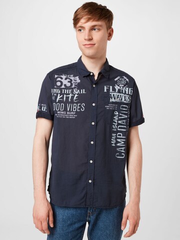 CAMP DAVID Regular fit Button Up Shirt in Blue: front