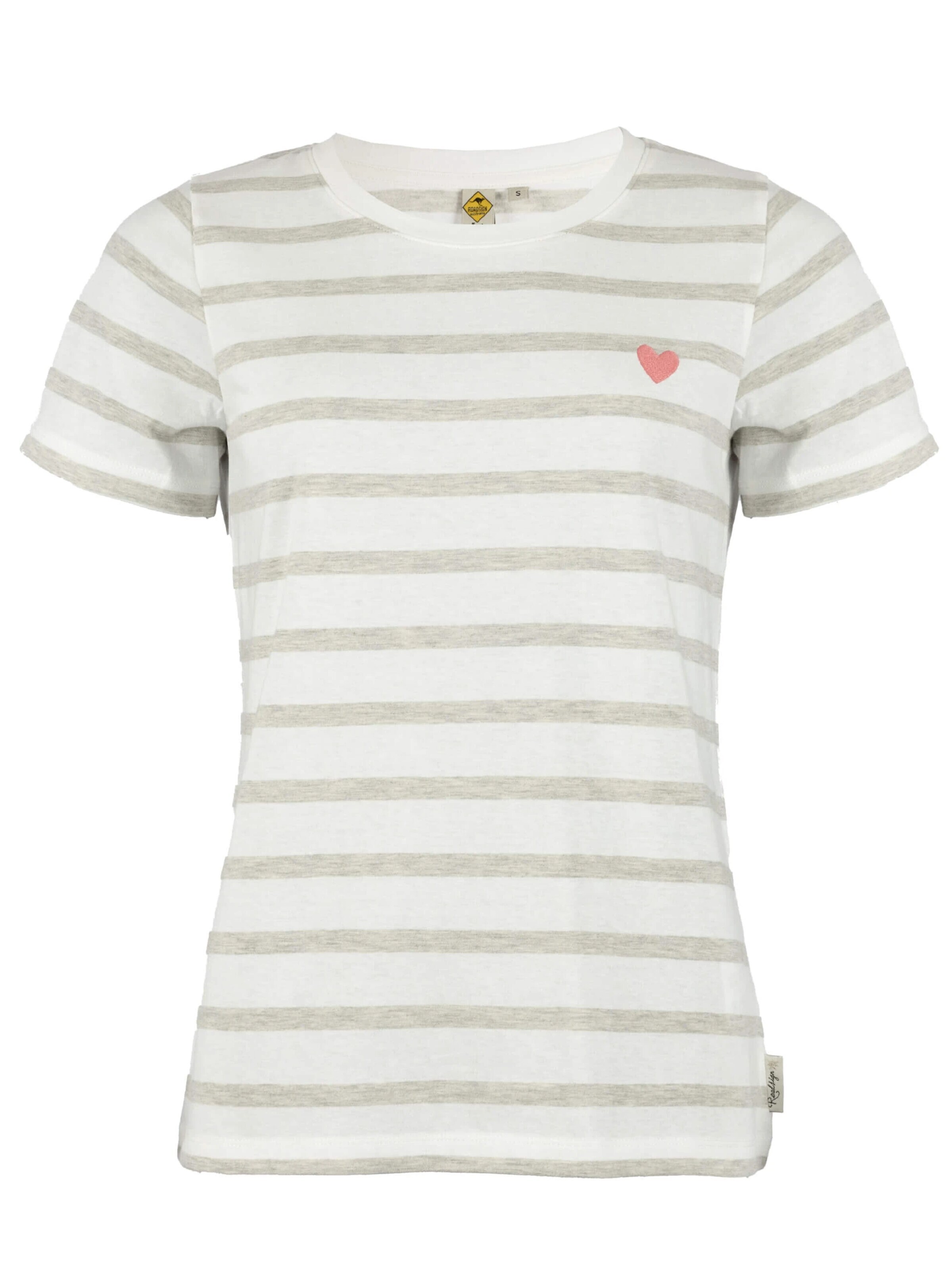 ROADSIGN australia Shirt 'T-Shirt Heart Stripes Streifenshirt aus Baumwolle im zeitlosen Design vielseitig tragbar' in Grey: front