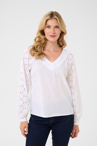 Cream Blouse 'Vera' in Wit: voorkant
