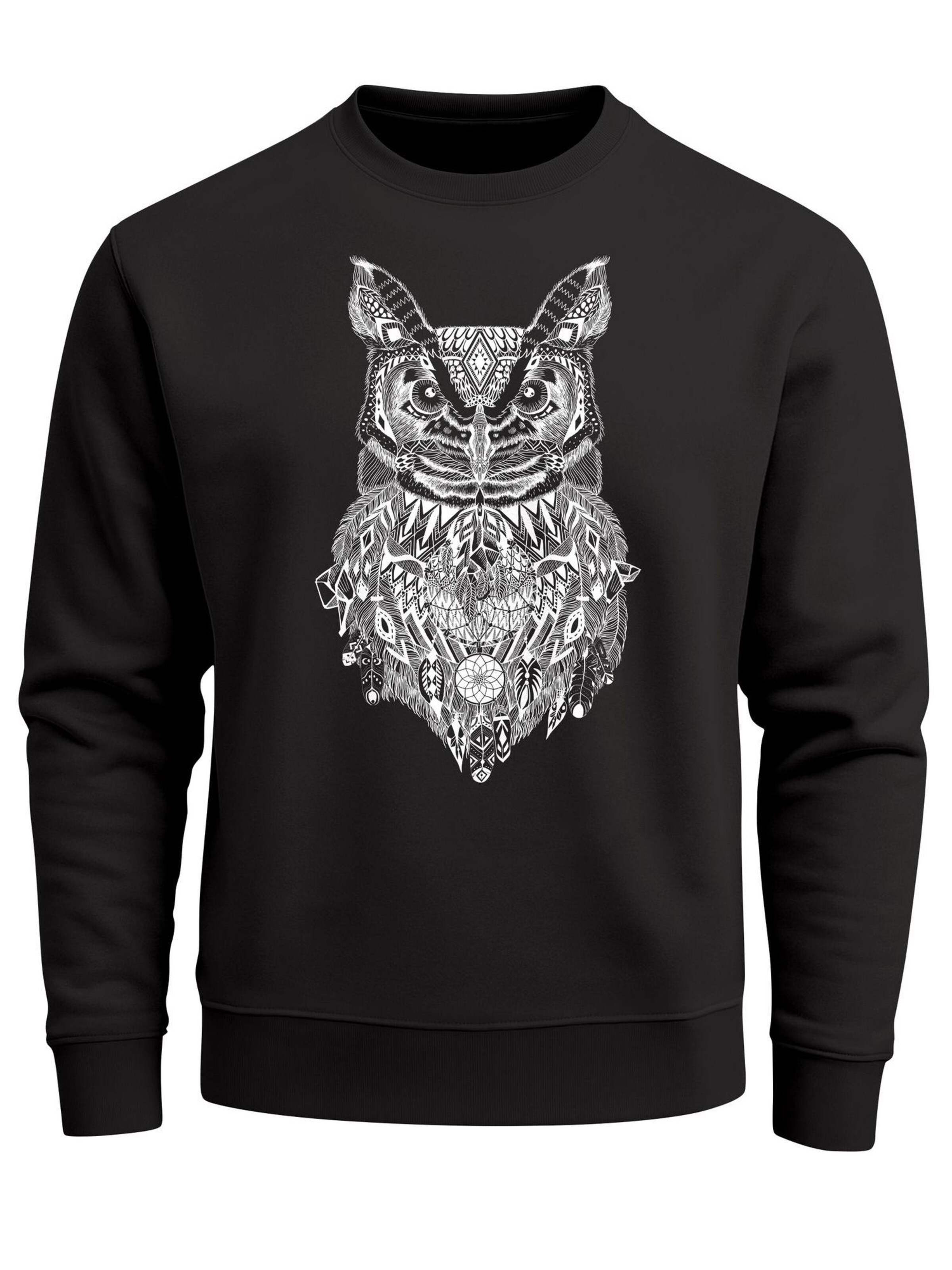 Neverless Sweatshirt 'Boho Owl' in Black: front