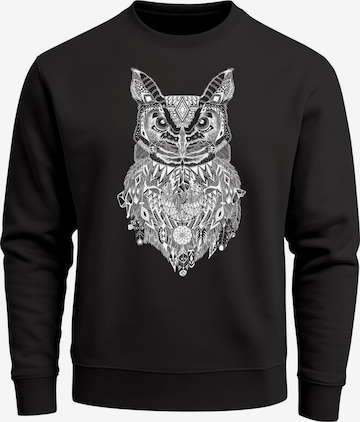 Neverless Sweatshirt 'Boho Owl' in Schwarz: Vorderseite