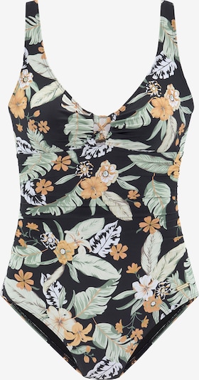 SUNSEEKER Badeanzug in grün / hellorange / schwarz / weiß, Produktansicht