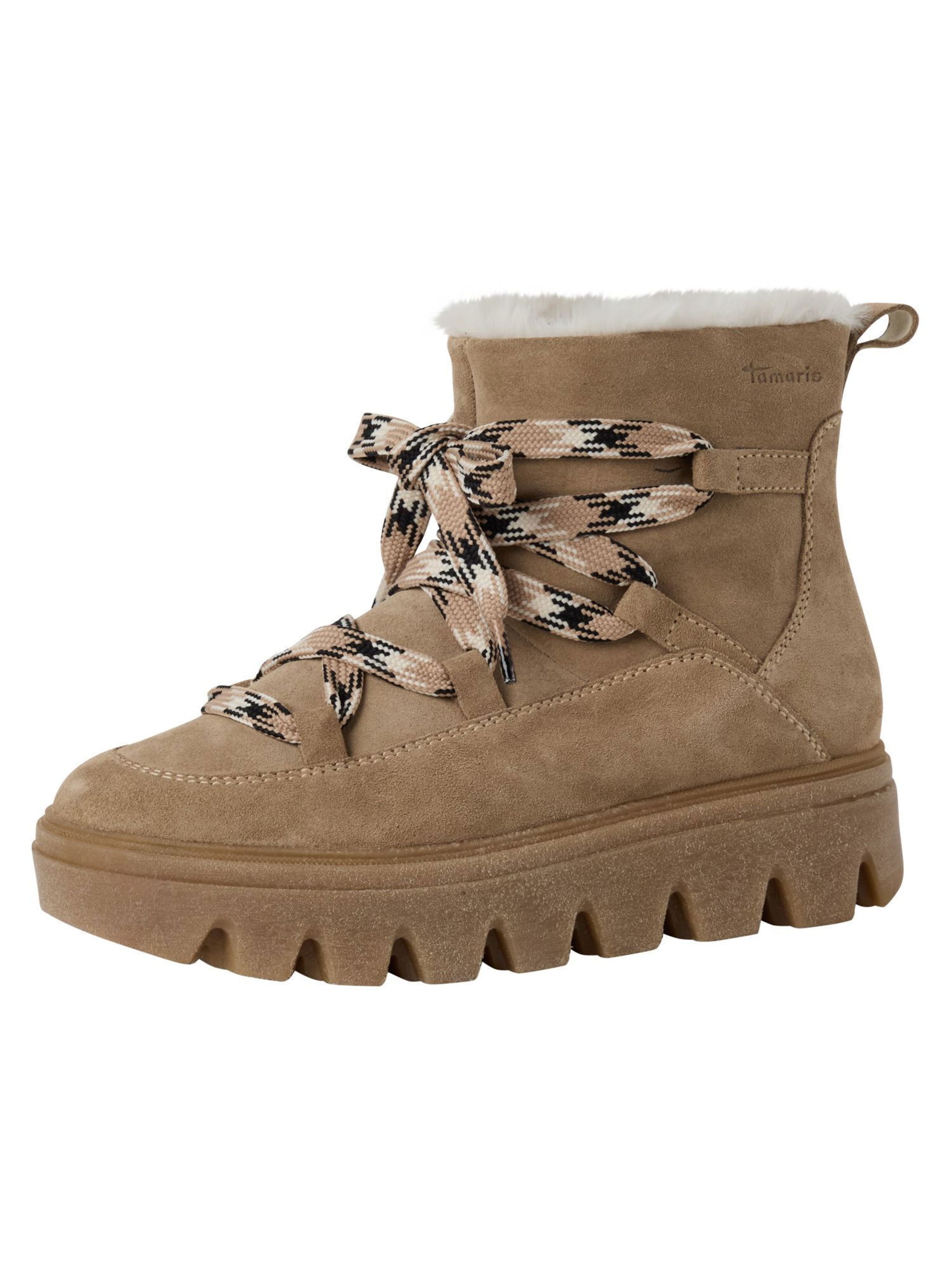 Tamaris Schnürstiefelette in Beige: Vorderseite