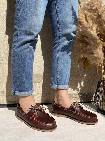 Mocassino 'TIMBERLAND A2Q9X classic boat burgundy full grain bordeaux scarpe donna mocassini lacci' di TIMBERLAND in marrone: frontale