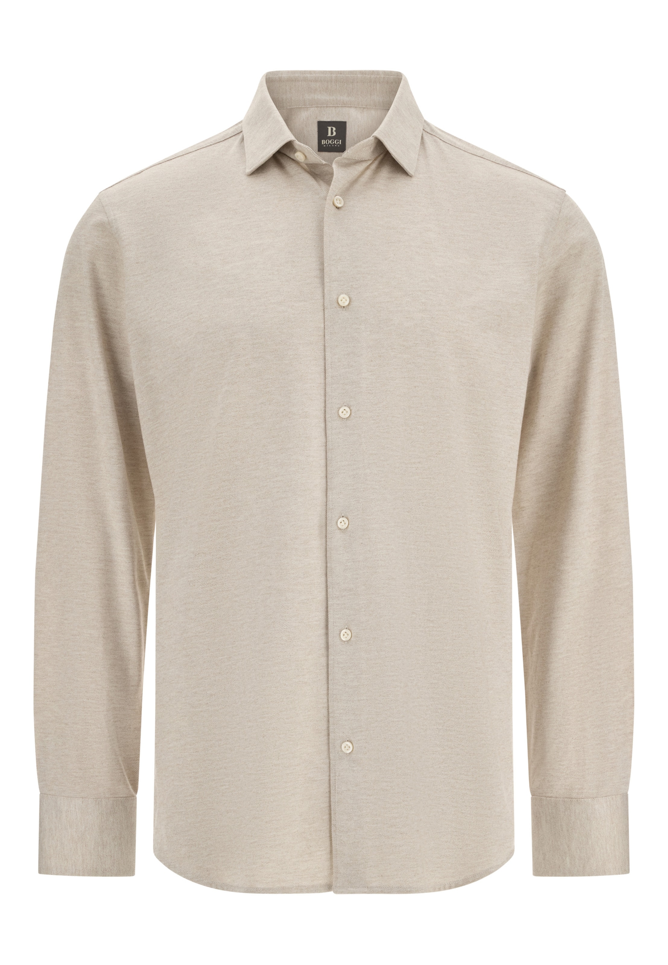 Boggi Milano Regular fit Overhemd 'B Jersey' in Beige: voorkant