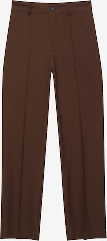 Pull&Bear Trousers with creases in Brown: front