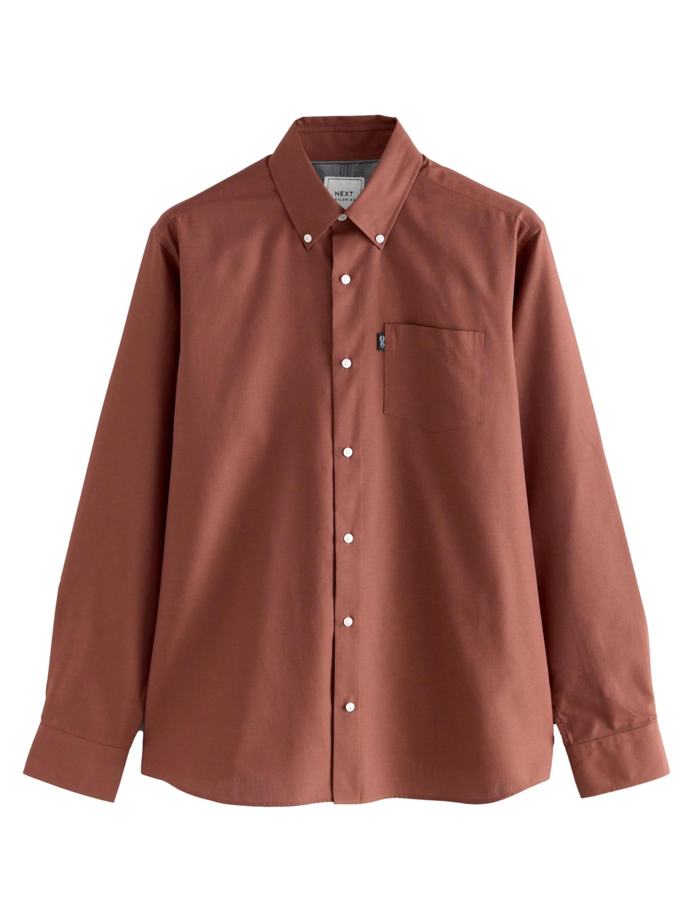 Next Regular fit Πουκάμισο σε καφέ: μπροστά