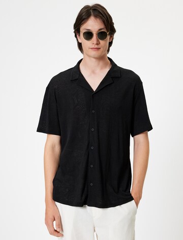 Koton Comfort fit Button Up Shirt in Black: front