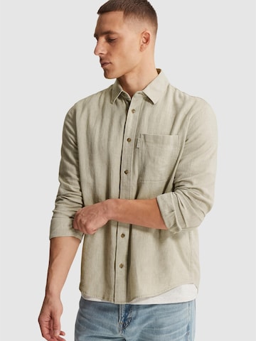 CAST IRON Regular fit Skjorta 'Shirt in cotton/linen twill with chest pocket' i grön